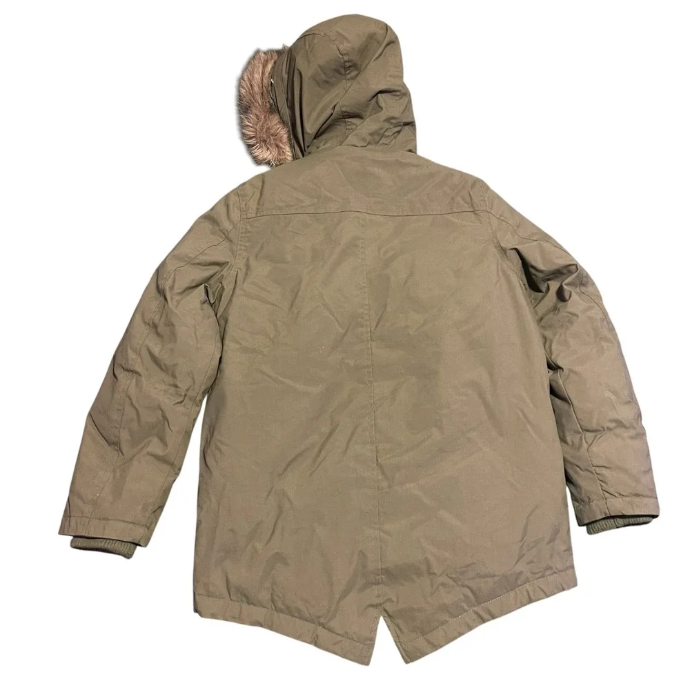 Eddie Bauer Kids Green Faux Fur Hood Down Insulated Parka‎ Jacket Size S 7/8